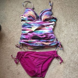Push up style tankini. Ruched sides